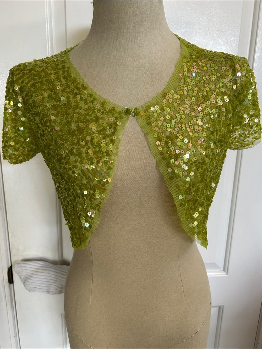 Brilliant Lime Green Sequin Bolero Shrug